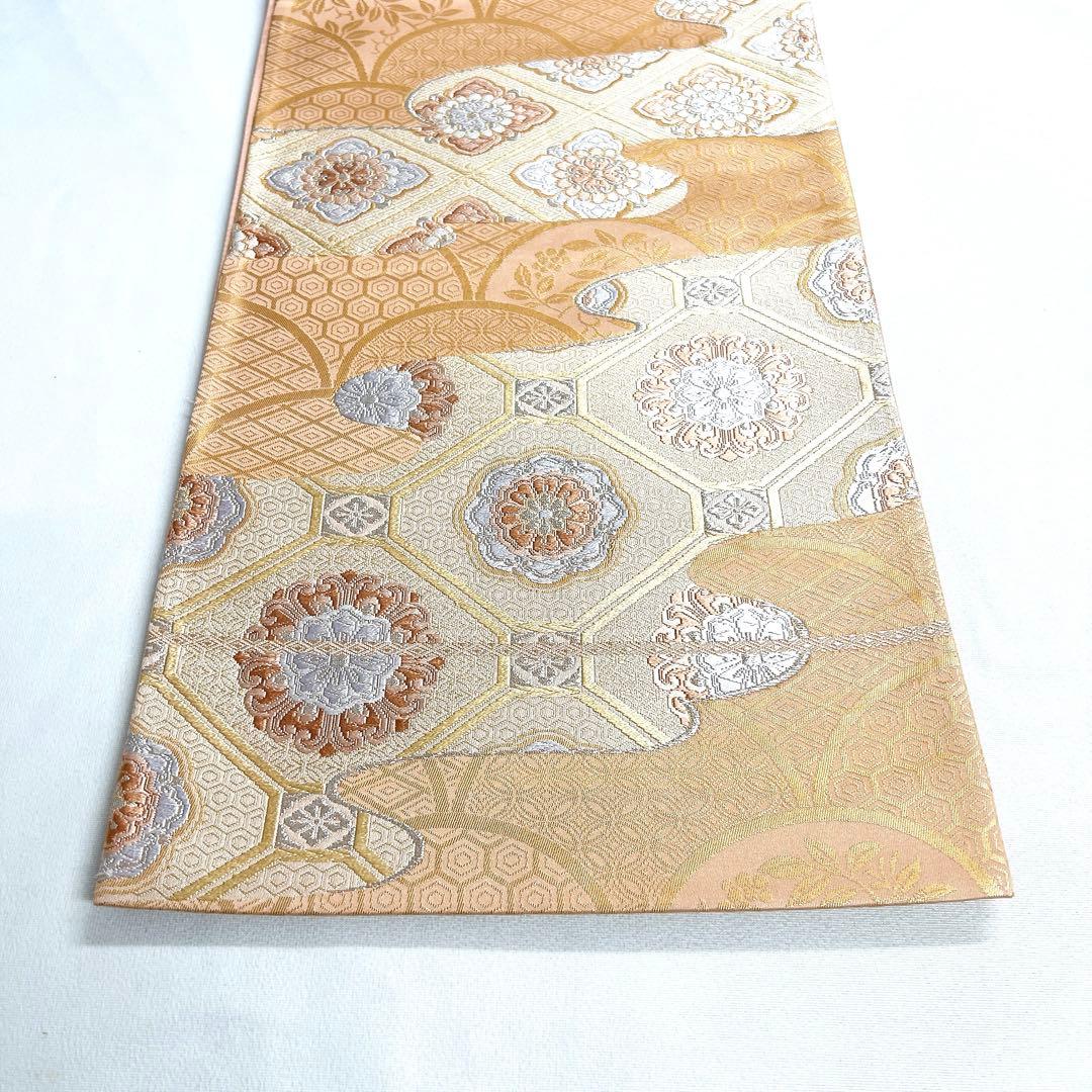 袋帯　銀糸　ヱ霞　花菱　華紋　蜀江紋　南天　亀甲　七宝　菱　着物　帯　038k