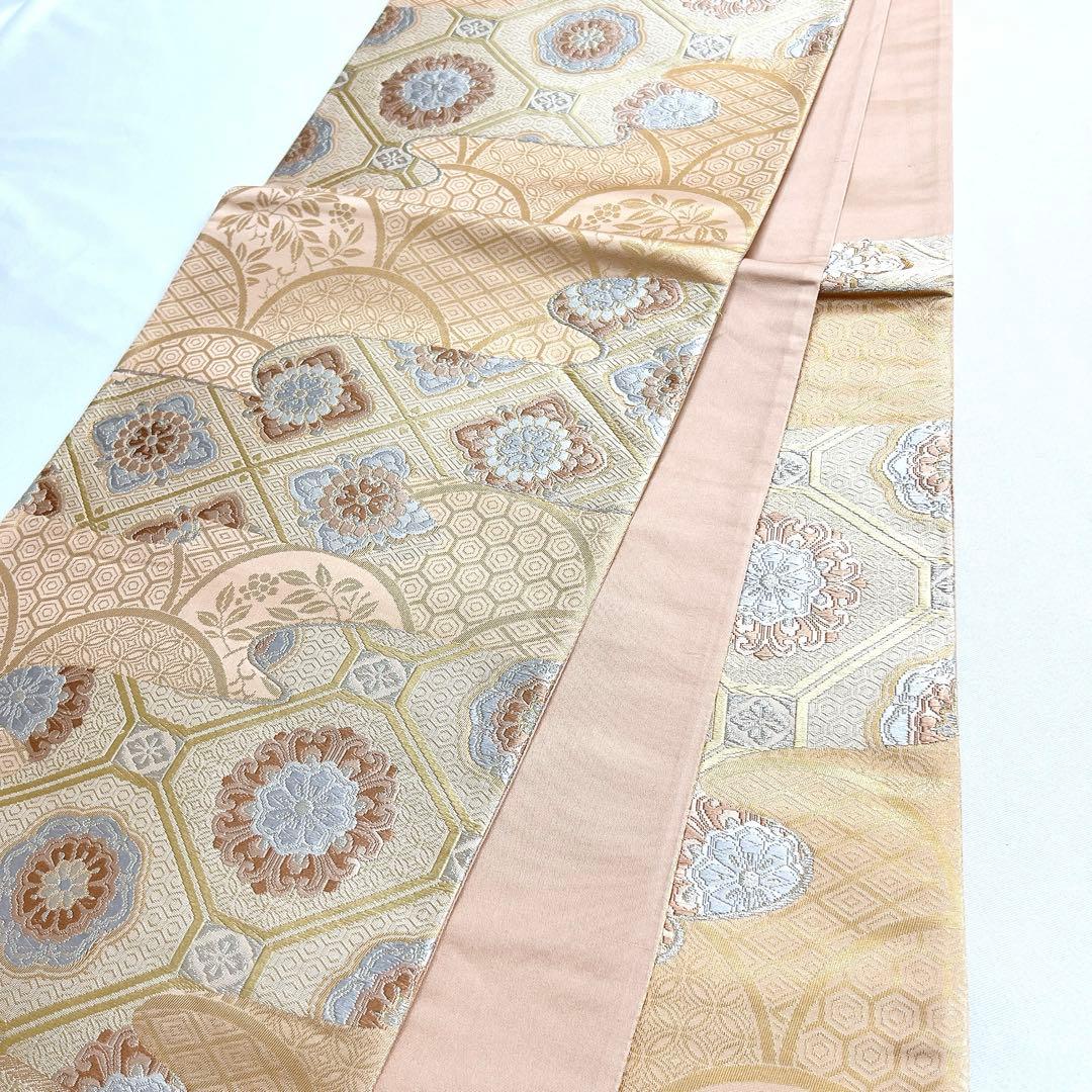 袋帯　銀糸　ヱ霞　花菱　華紋　蜀江紋　南天　亀甲　七宝　菱　着物　帯　038k