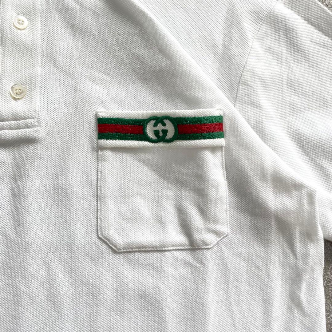 美品・鑑定済★グッチ　シェリー　ロゴ　コットン　ポロシャツ　レディース　10