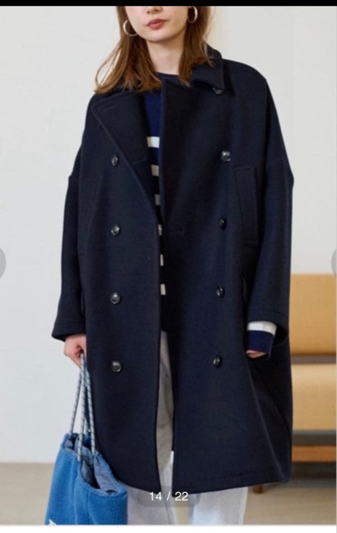 二宮こずえさん着用　FRAMEWORK ダブルフェイス ロングピーコートネイビー