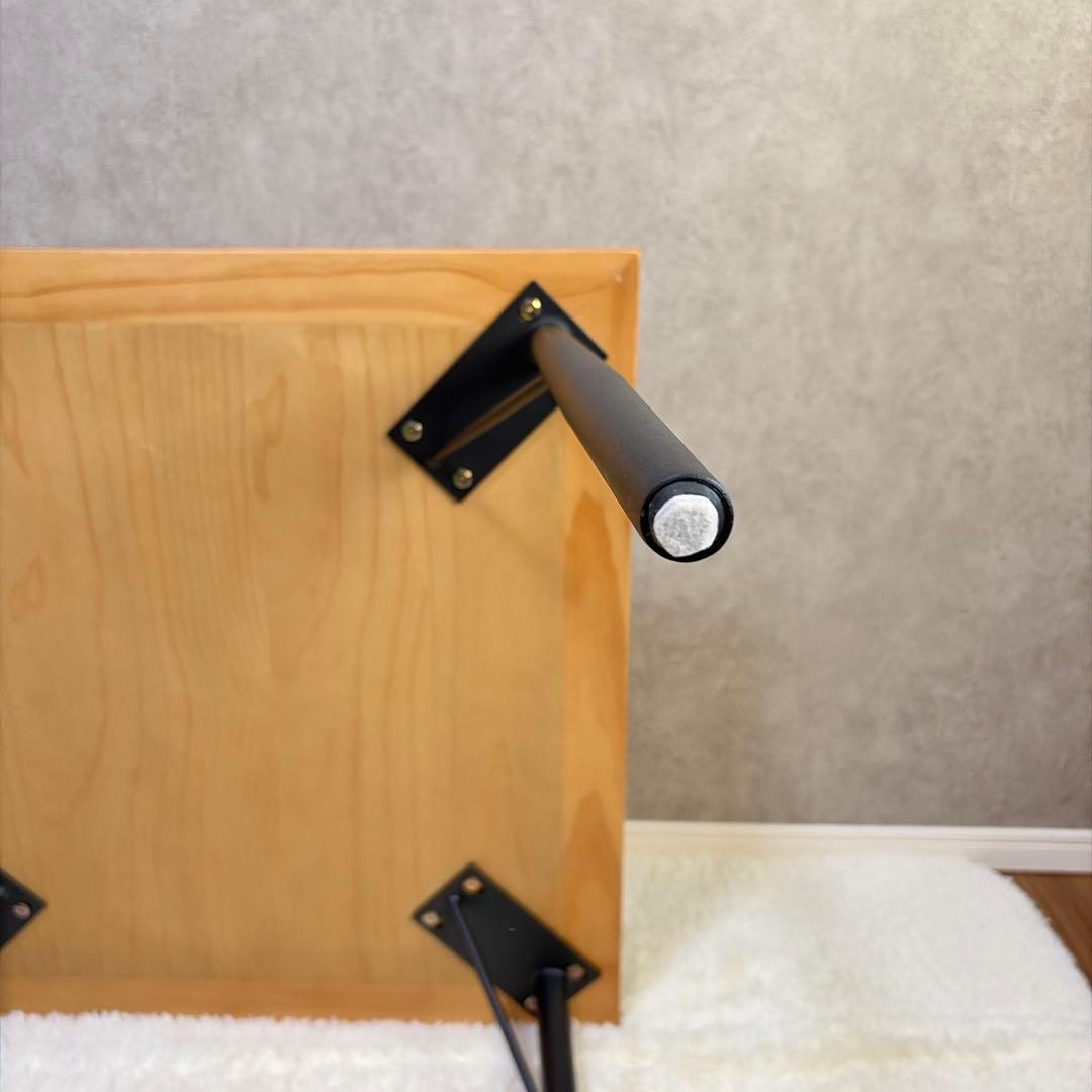 ヘリンボーン ダイニングテーブル 幅80cm 2人用 アイアン脚 木製 カフェ風