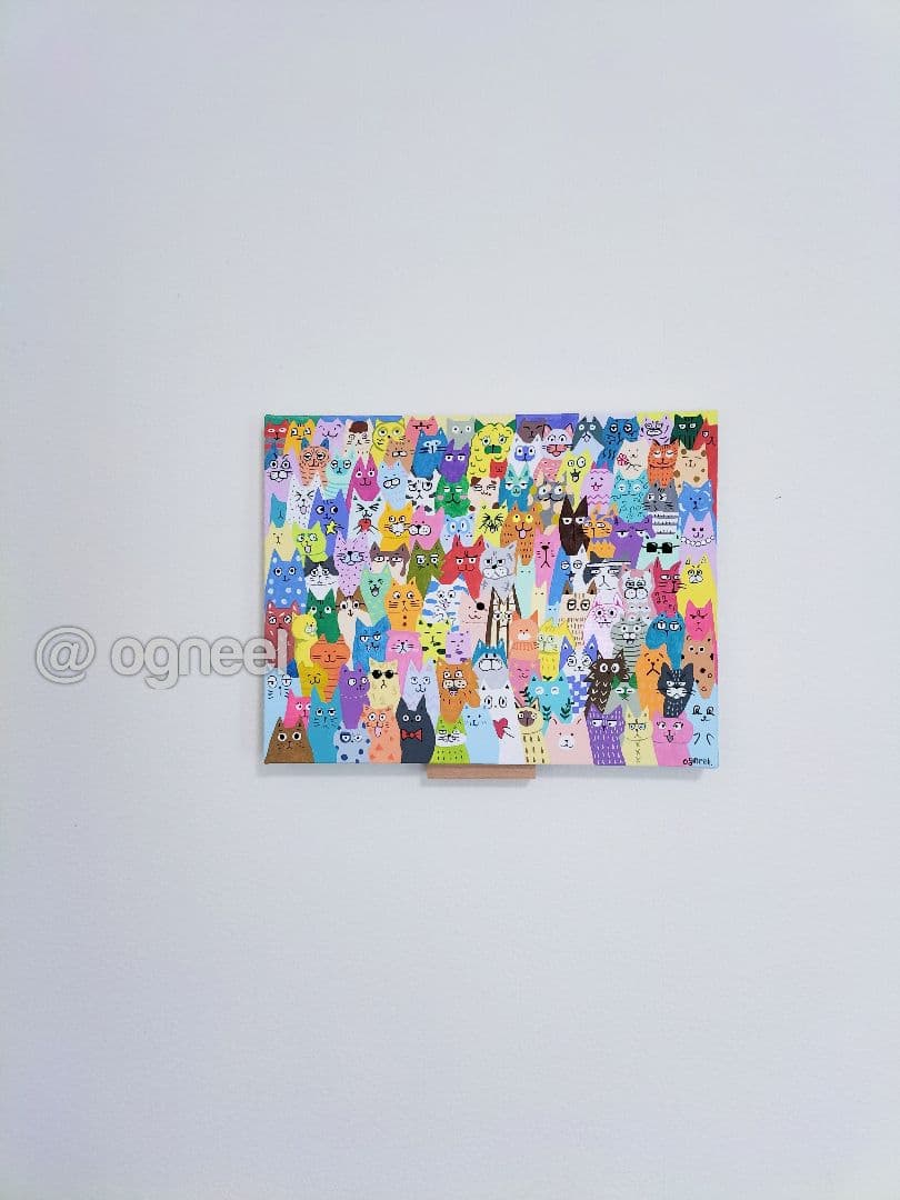 【みんな違って、みんないい。】　原画　アクリル画　猫　cat