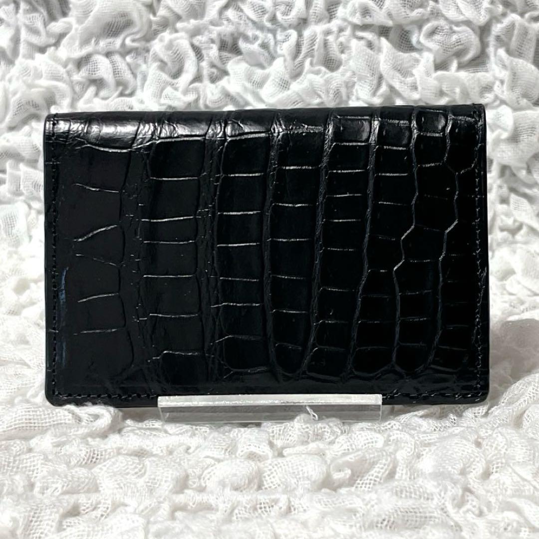 未使用✨希少✨クロコ　ヘンローン社製　最高級　シャイニー　名刺入れ　パスケース