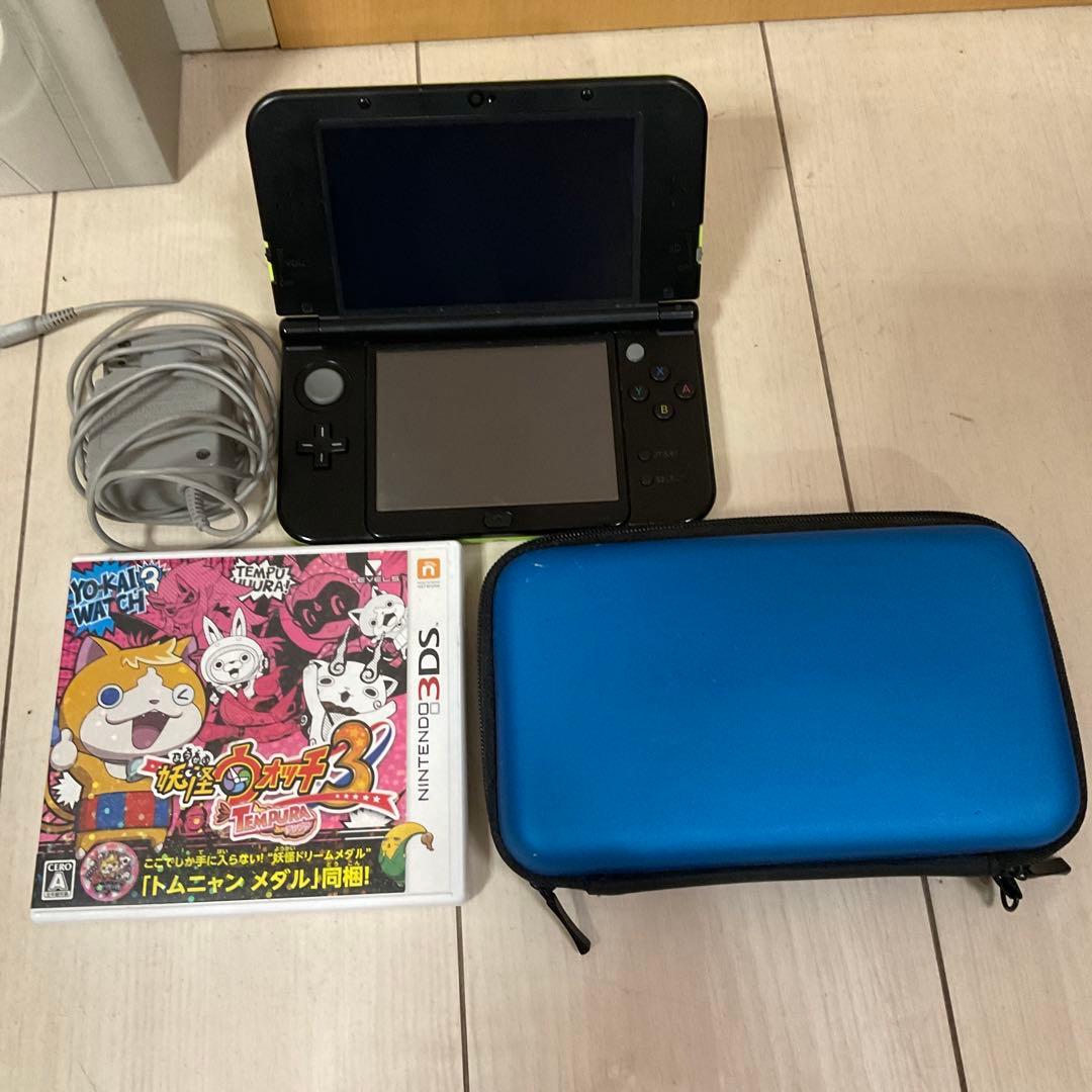 Nintendo 3DS LLライトグリーン　カセット　ケース付き