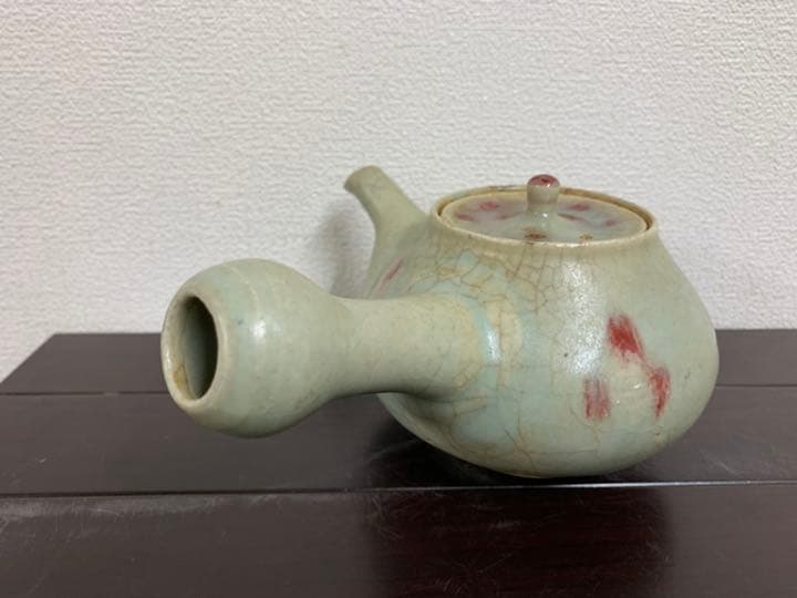 古美術　茶道具　青磁赤釉急須　時代物