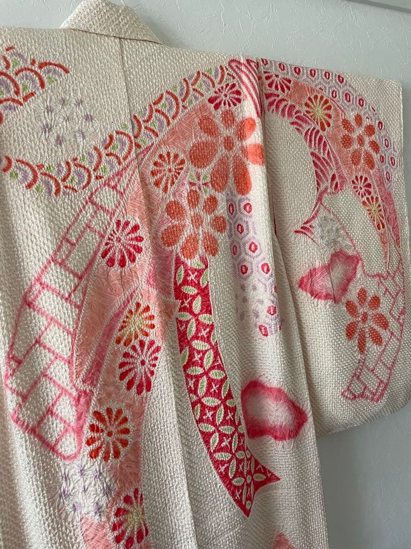 七五三　7歳　正絹　総絞りのお着物セット　大寸作り帯