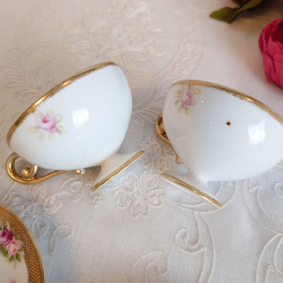 オールドノリタケ　ペディスタルシェイプ　カップ＆ソーサー　２客セット