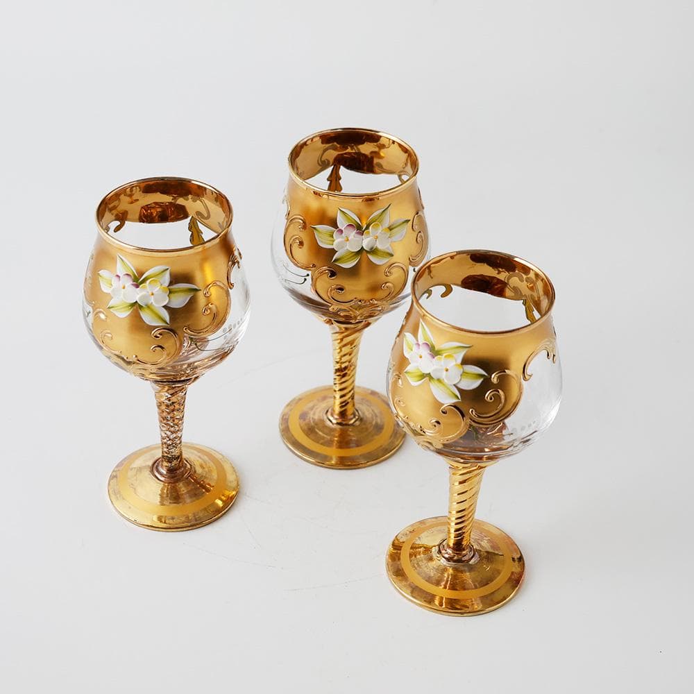 T　超高級 ベネチアングラス　イタリア製　ムラノーガラス　ワイングラス3客
