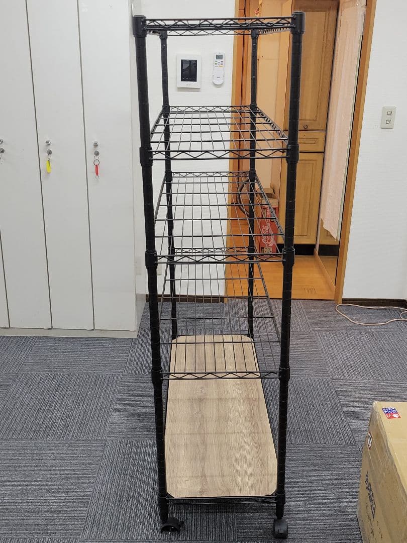 【ワケアリ】 ルミナスノワール スチールラック ５段 リバーシブル天板付き