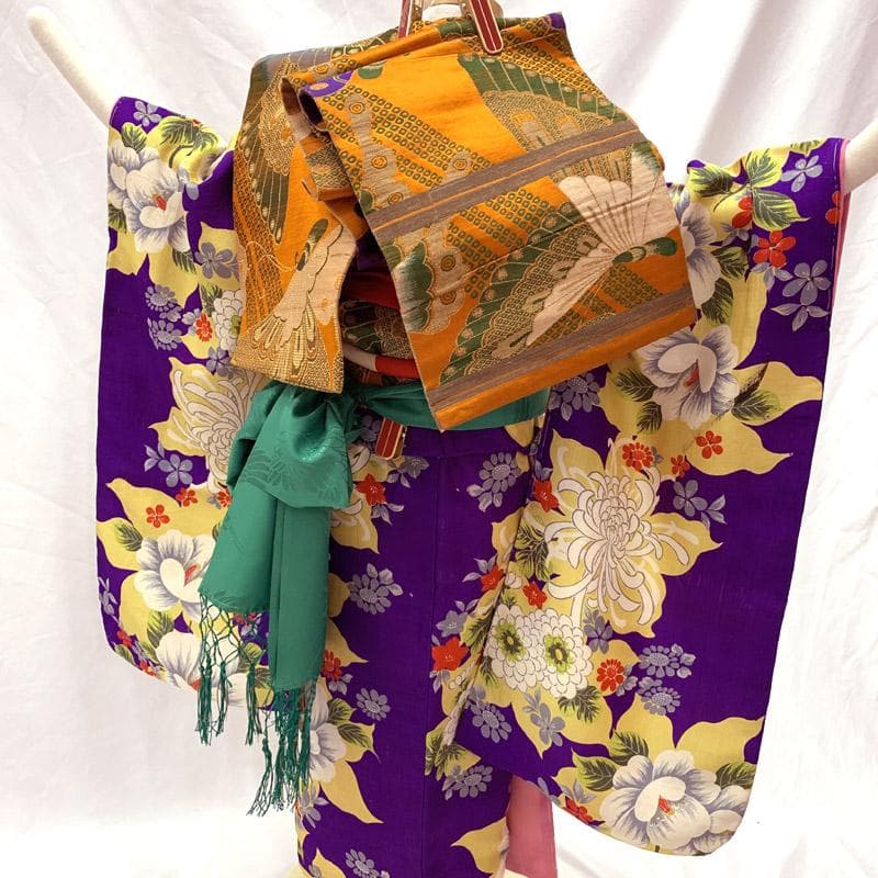 409ag75着物のみ■七五三 7歳 アンティーク着物■