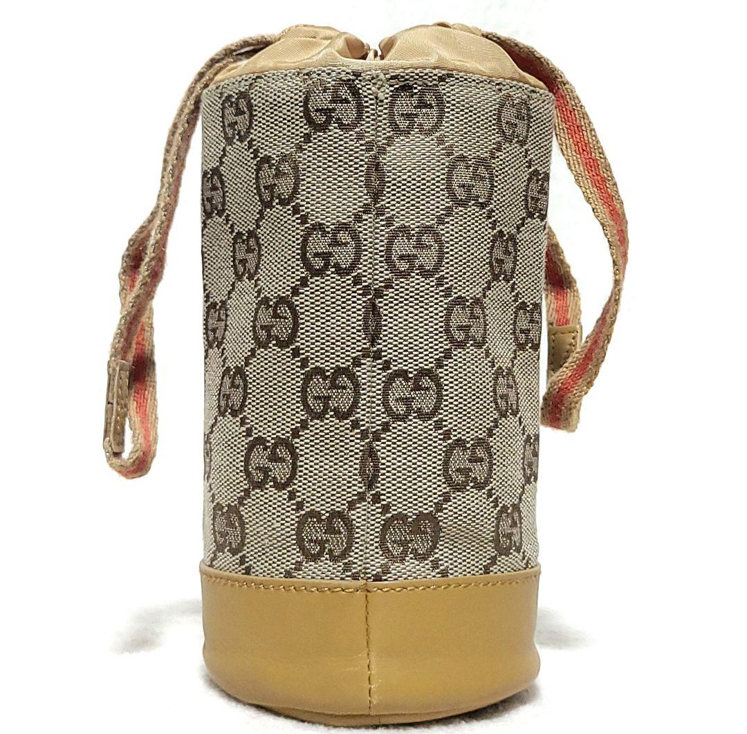 【美品】GUCCI　ボトルケース 水筒 GGキャンバス シェリーライン レザー