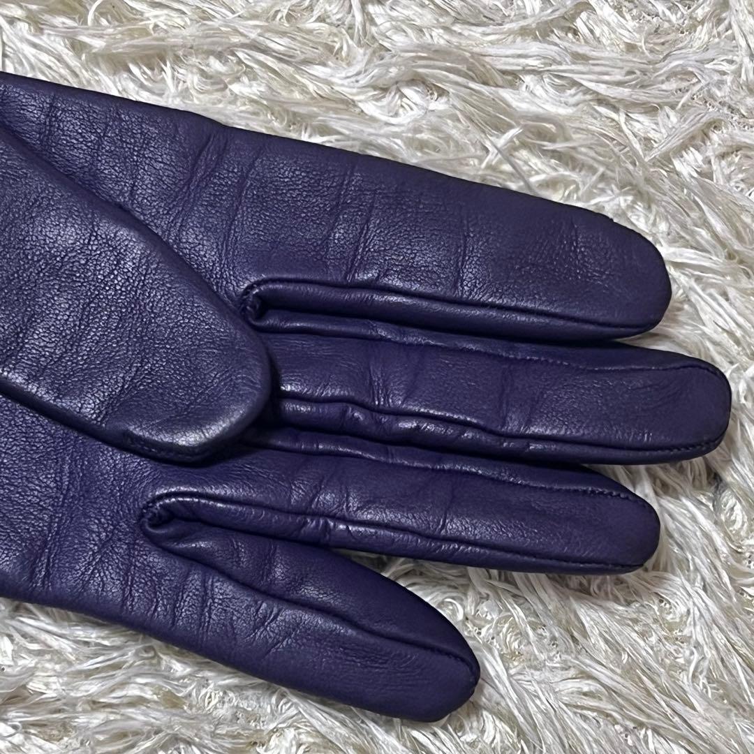 ☆美品☆エルメス　レザーグローブ　ケリー　羊革　パープル　6 1/2