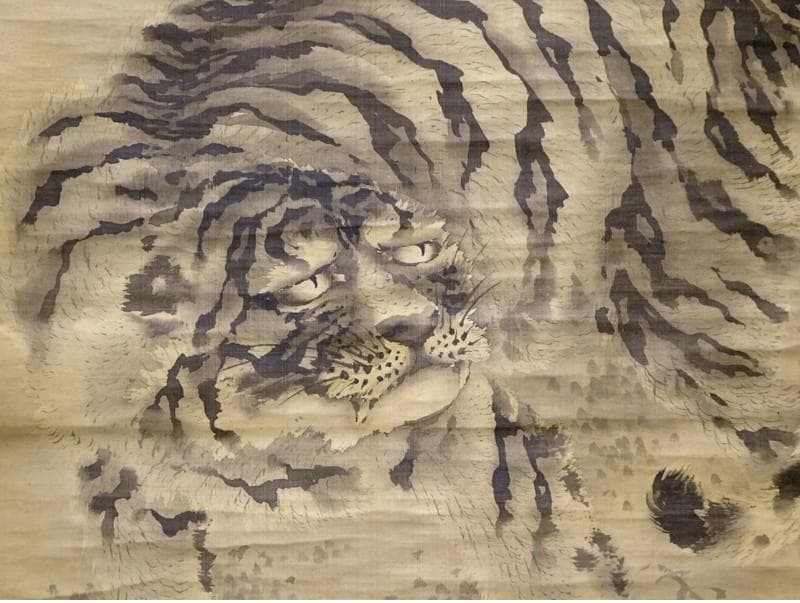 ◆【佐伯岸駒】『猛虎図』絹本墨画◆検）円山応挙 谷文晁 伊藤若冲 大橋翠石