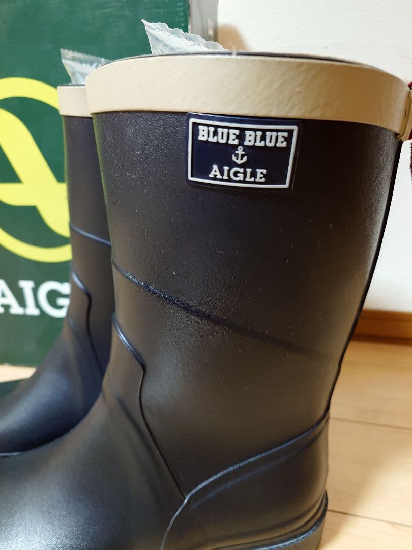AIGLE BLUE BLUE 長靴 レインブーツ　ダークネイビー タグ付き