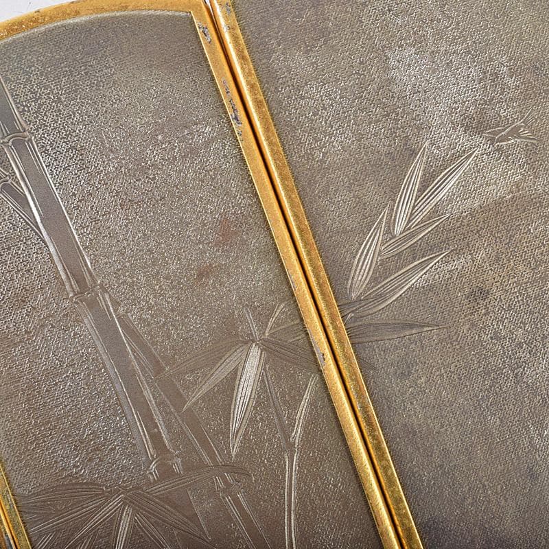 中国　古七宝琺瑯彩　花鳥文　卓上屏風　硯屏　M　R8490