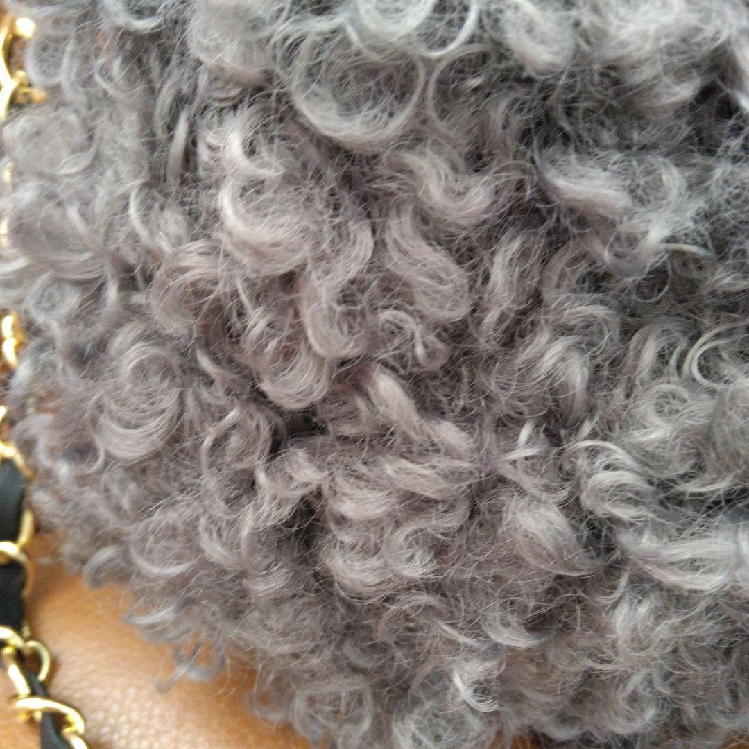 タグ付きVIOLAD'ORO グレー プードルファーショルダーバッグ