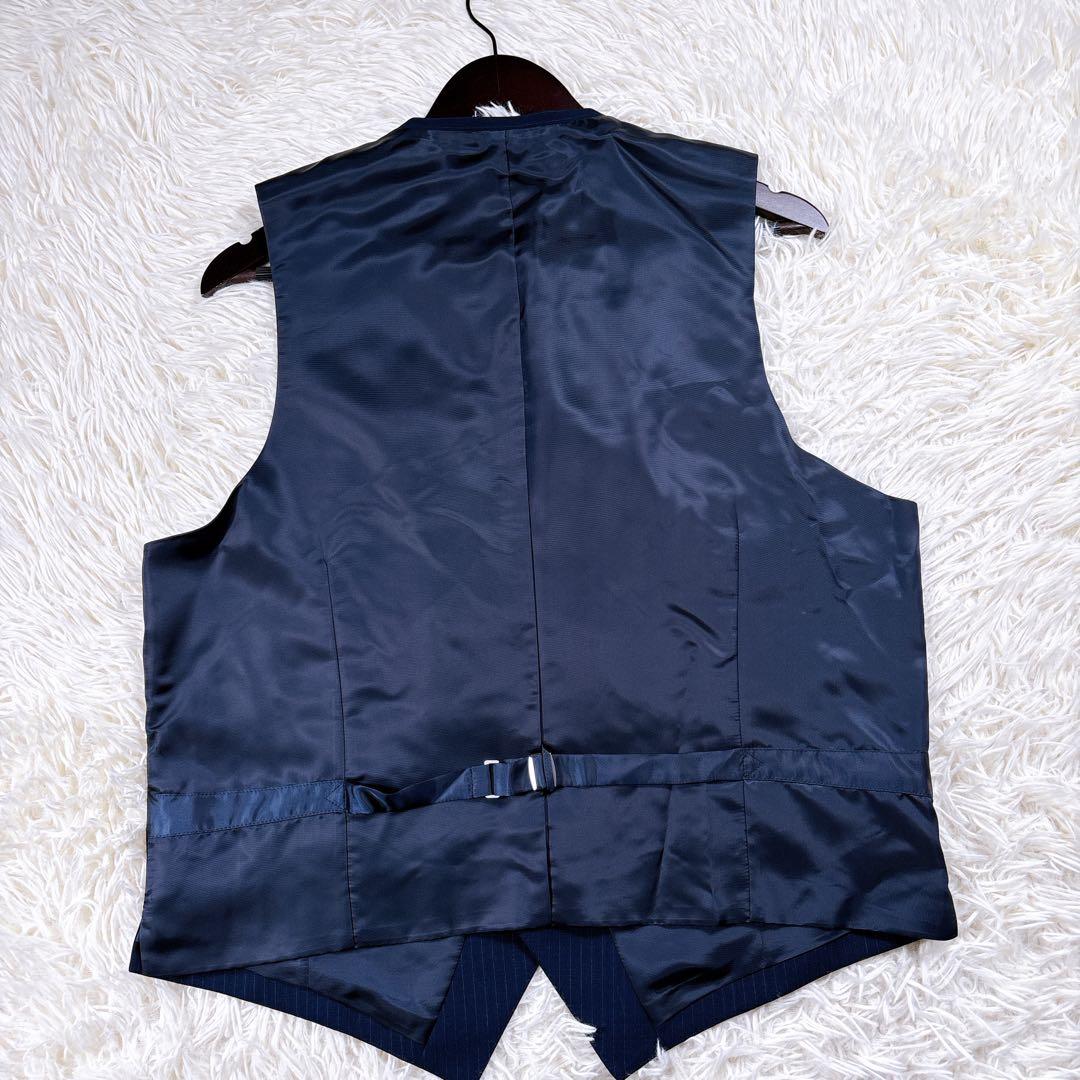 【AB6⭐️美品】リーガル　3ピーススーツセットアップ ストライプ　式　紺