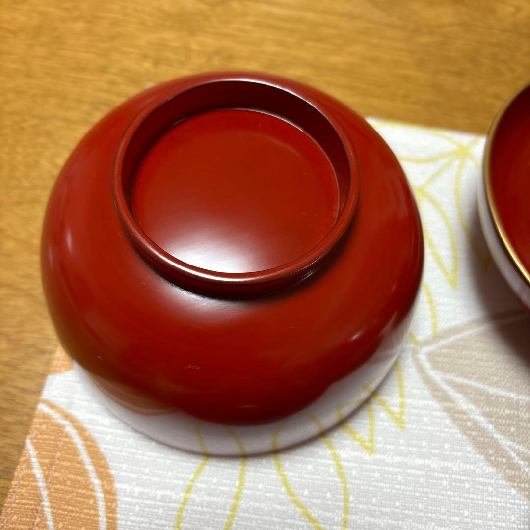 蒔絵赤い漆器 2客様セット輪島塗り明治時代。松の葉、実