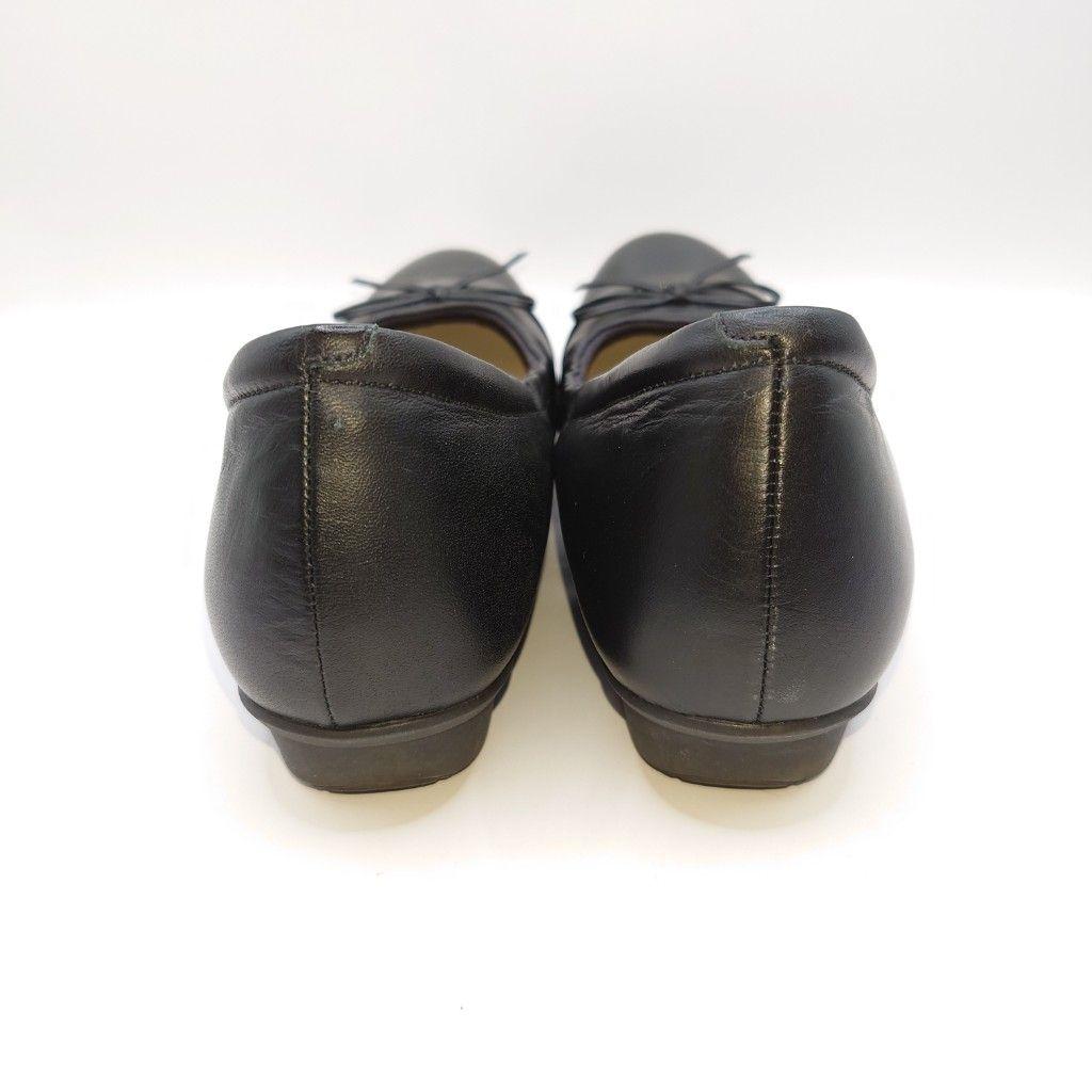 美品 ASICS pedala パンプス 24.5 EE 黒 バレエシューズ