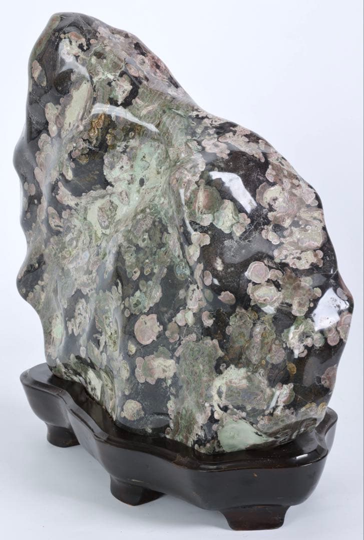 紅梅 梅花石 台座付 15kg 鑑賞石 牡丹石 菊花石 紋石 水石 原石 飾石