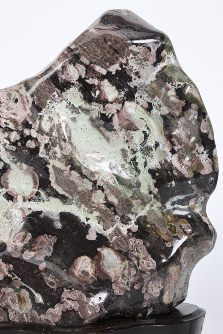 紅梅 梅花石 台座付 15kg 鑑賞石 牡丹石 菊花石 紋石 水石 原石 飾石