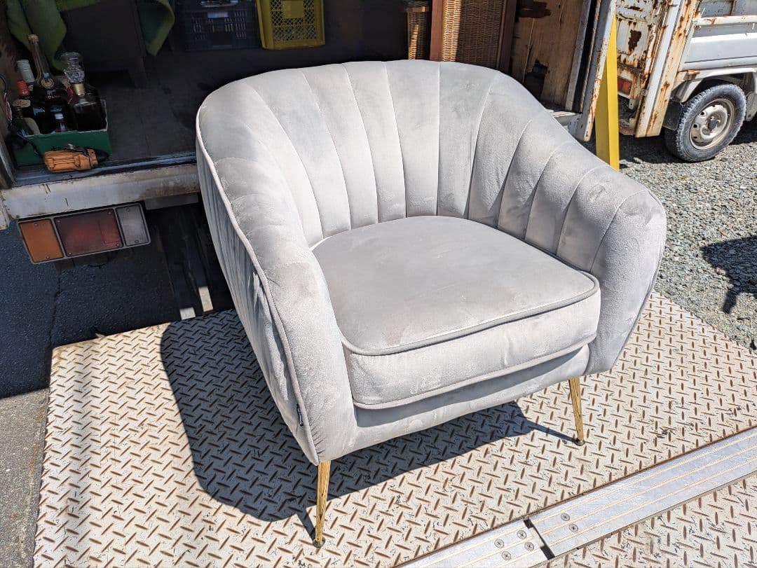 Altrobene/1人掛けソファー/ベルベットソファ/グレー