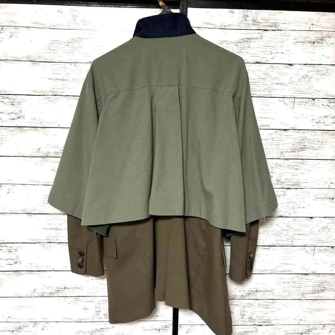 新品 sacai サカイ オリーブグリーン スーチングレイヤードジャケット