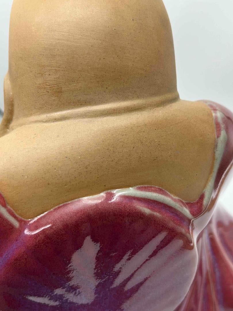 清时代 鈞窯　紫紅釉弥勒菩薩　窯変釉　辰砂　唐物　古賞物(B-31)