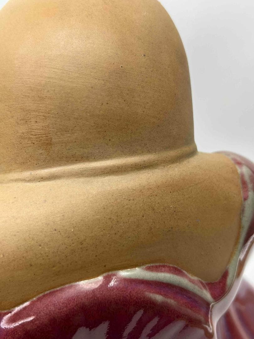 清时代 鈞窯　紫紅釉弥勒菩薩　窯変釉　辰砂　唐物　古賞物(B-31)