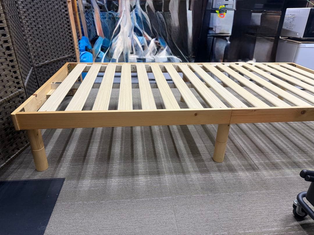 【洗浄消毒作業済】シングルサイズ　スノコ　ベッドフレーム　パイン材　ナチュラル