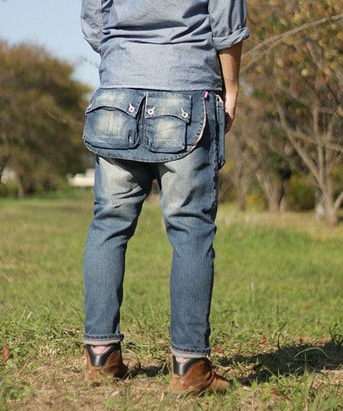 ネイタルデザイン G55-GBサルエルフラップデニムパンツ（リアルダメージ）