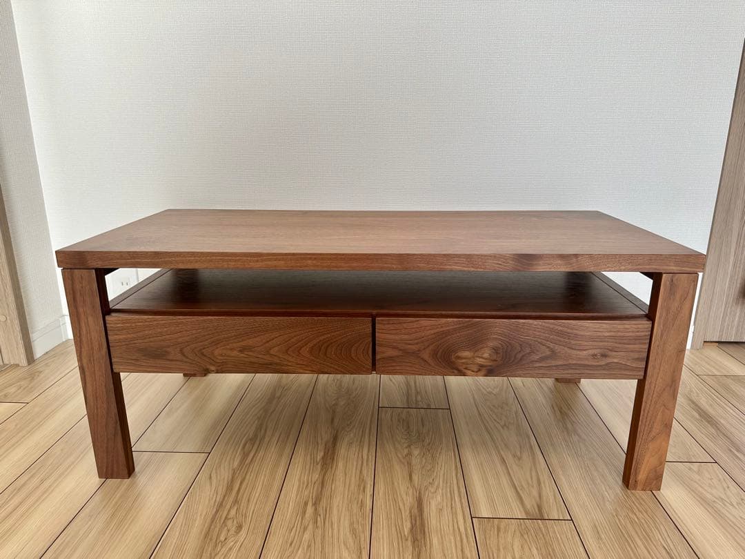 ウォールナットセンターテーブル 引き出し付き