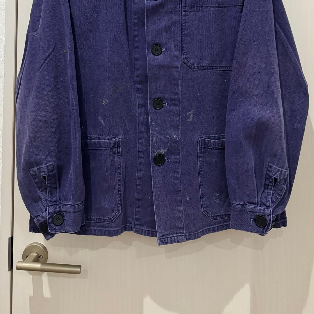 実物 USED オーストリア軍 ヘリンボーンツイル ブルーワークジャケット