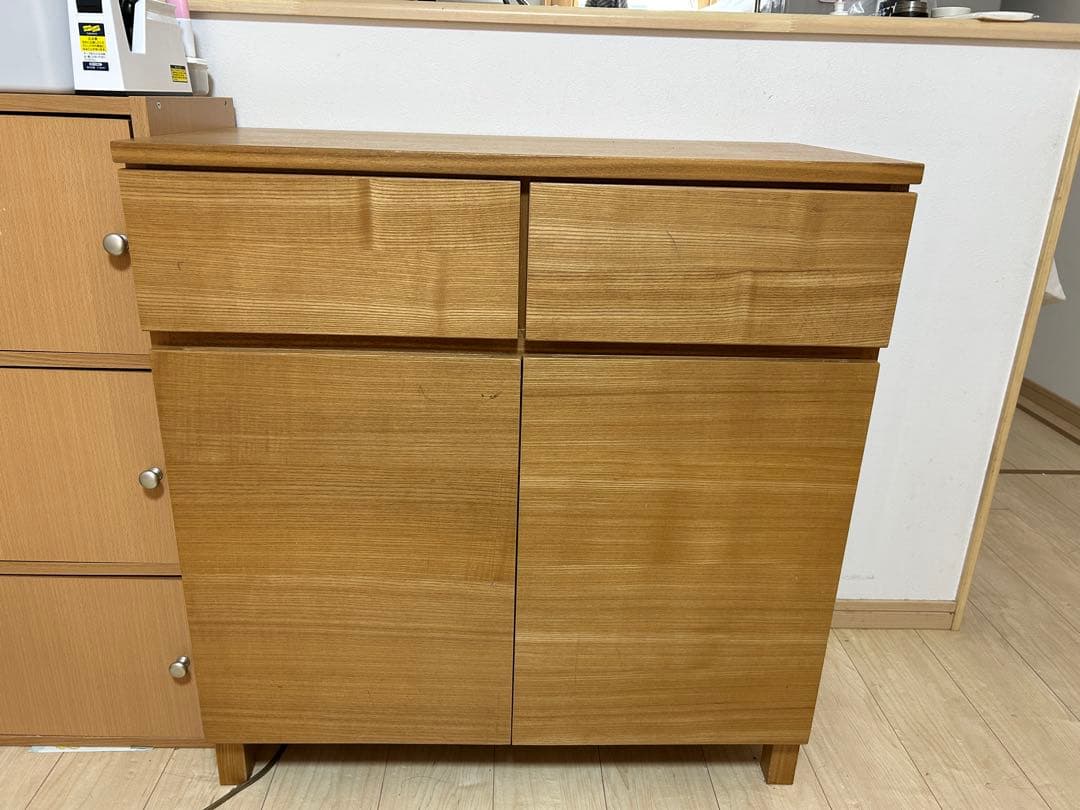 無印良品　オーク材脚付きキャビネット