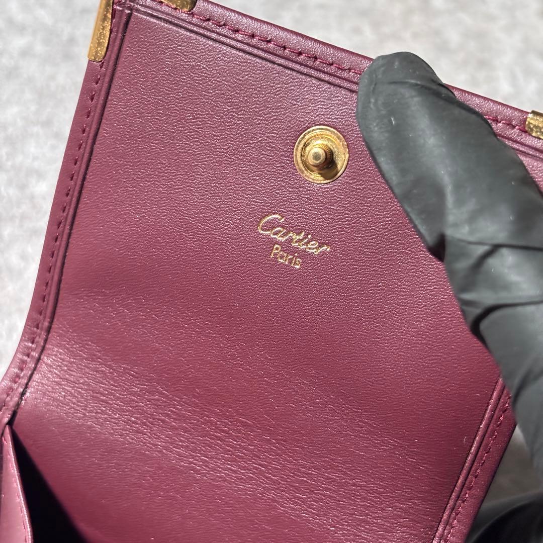 未使用 カルティエ マストライン 小銭入れ ケース ゴールド金具 ボルドー