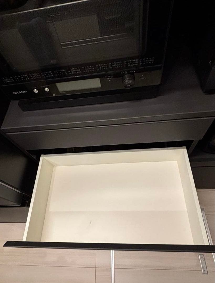 パモウナ　食器棚　マットブラック