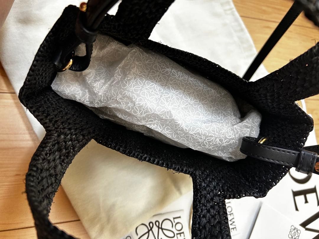 Anna　ロエベ　フォントトートミニ　ラフィア　正規品