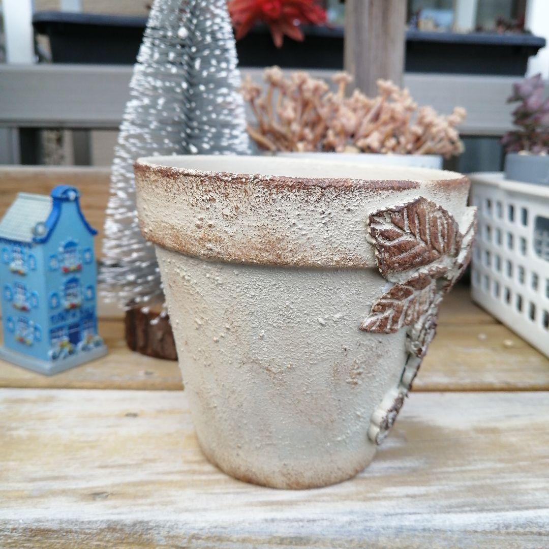 E-108. 素焼き リメイク鉢　アンティーク風 ハンドメイド 多肉植物