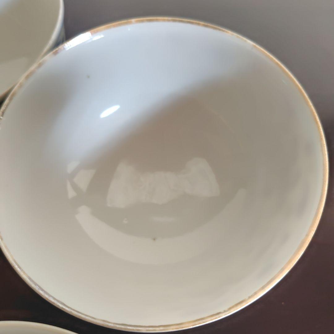 九谷焼　錦絵 金彩 蓋付き茶碗 飯茶碗 茶碗 5客 鳳凰 アンティーク 冬 春