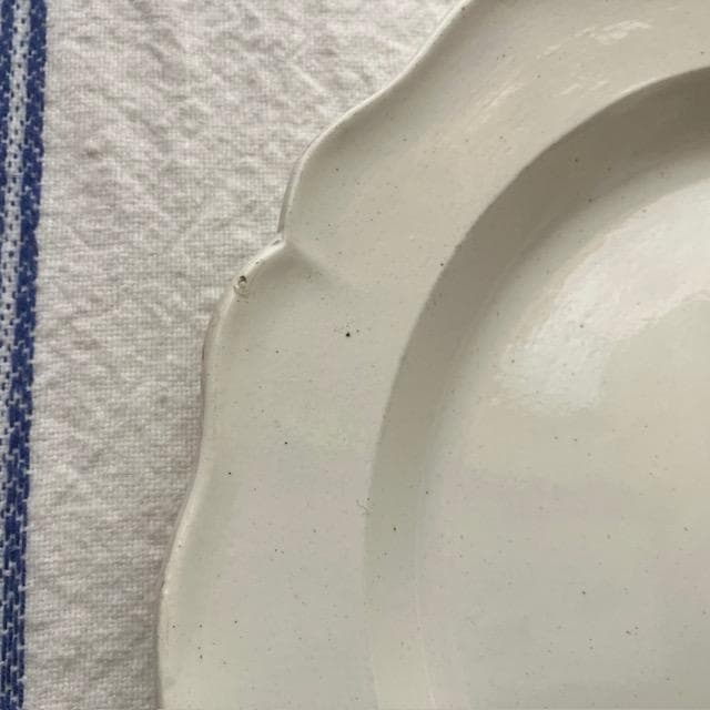 希少◆ファイアンスフィーヌ花リムプレート＃クレイユモントローオクトゴナルレリーフ