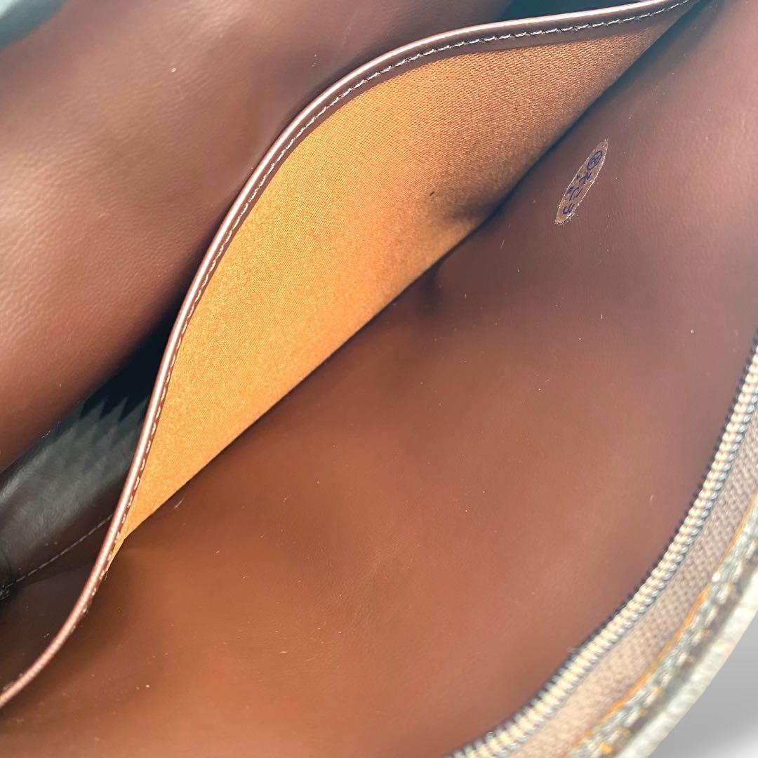 【良品】バーバリー クラッチバッグ ノバチェック キャンバス レザー ブラウン