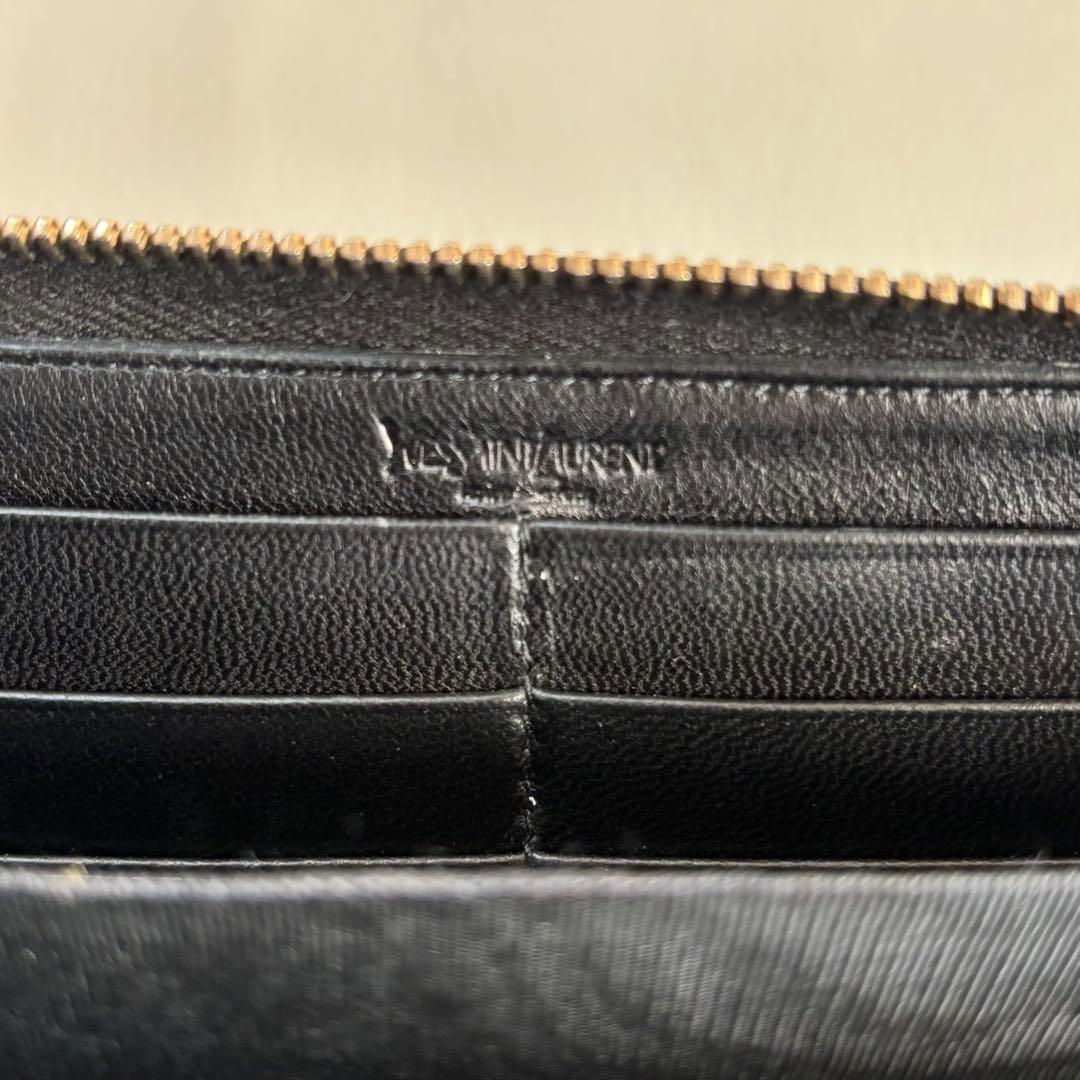 【希少】【良品】イヴサンローラン Yメール ラウンドファスナー 長財布 黒