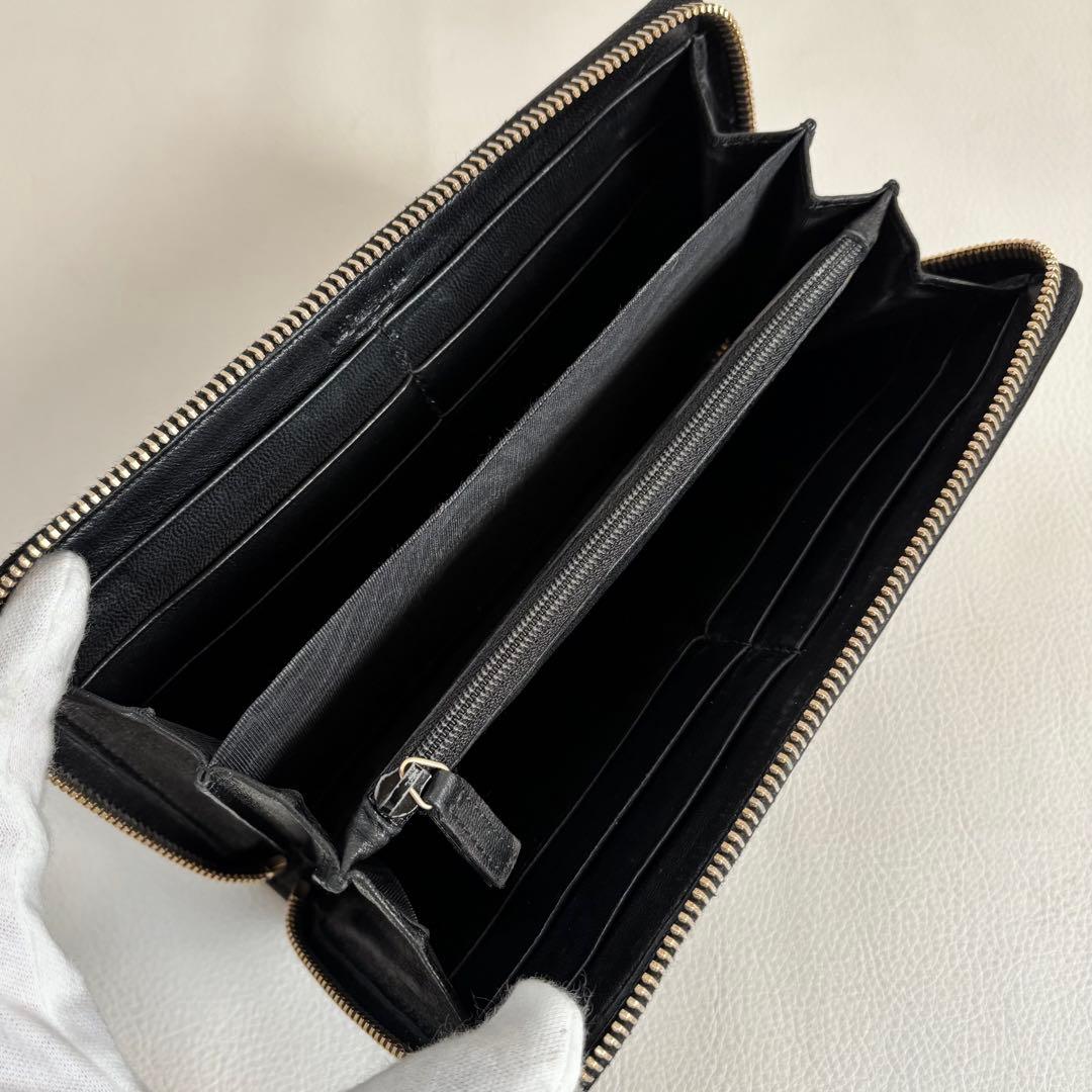 【希少】【良品】イヴサンローラン Yメール ラウンドファスナー 長財布 黒