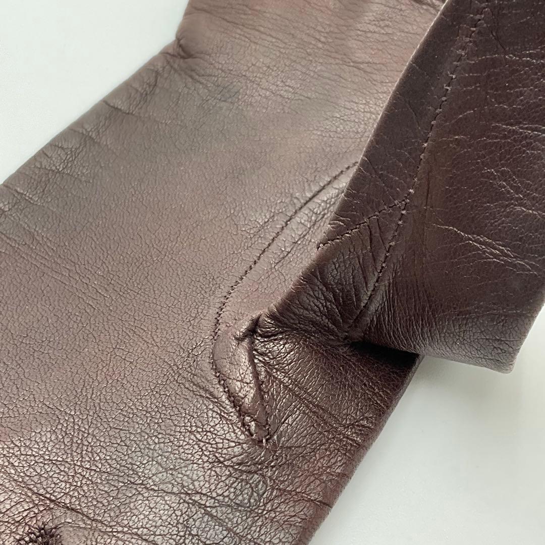 GUCCI グッチ 手袋 グローブ ホースビット レザー ブラウン