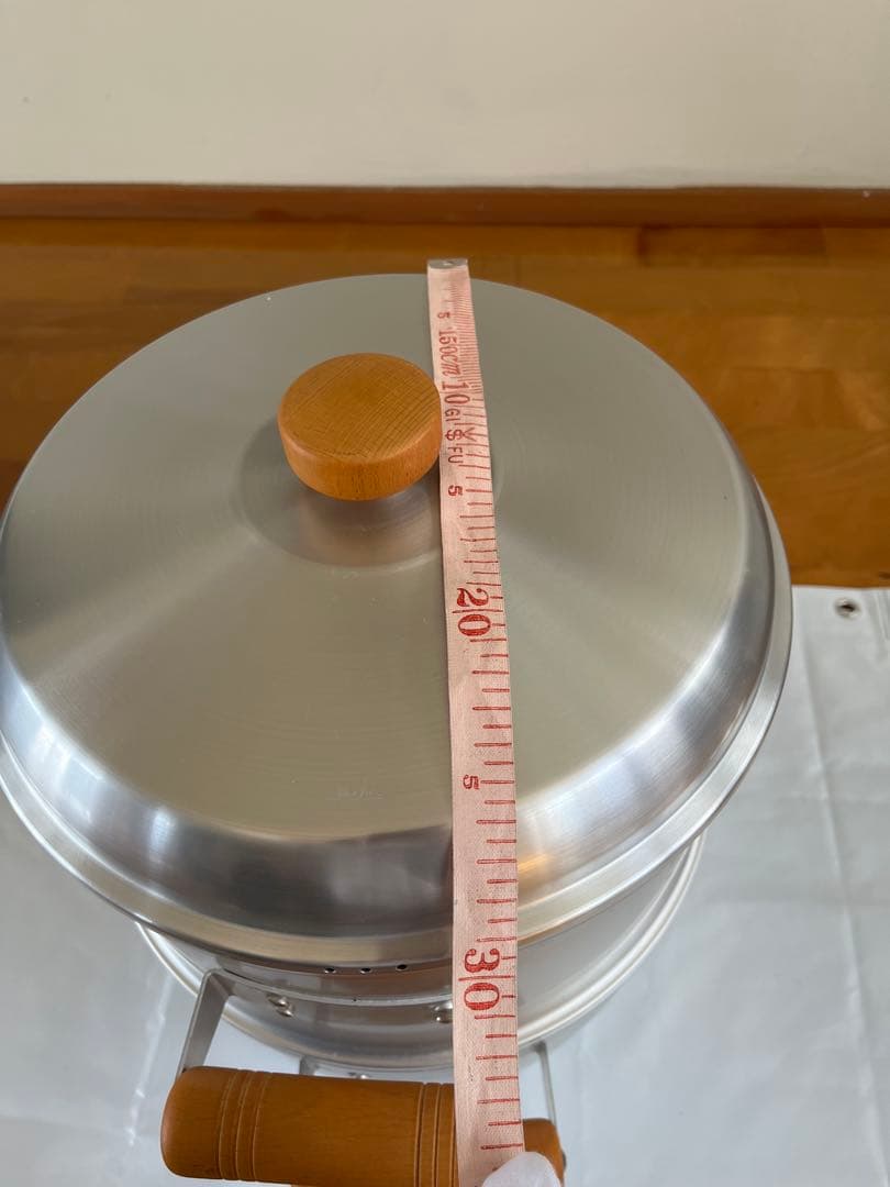 アルミ蒸し器 シルバー 木製ハンドル