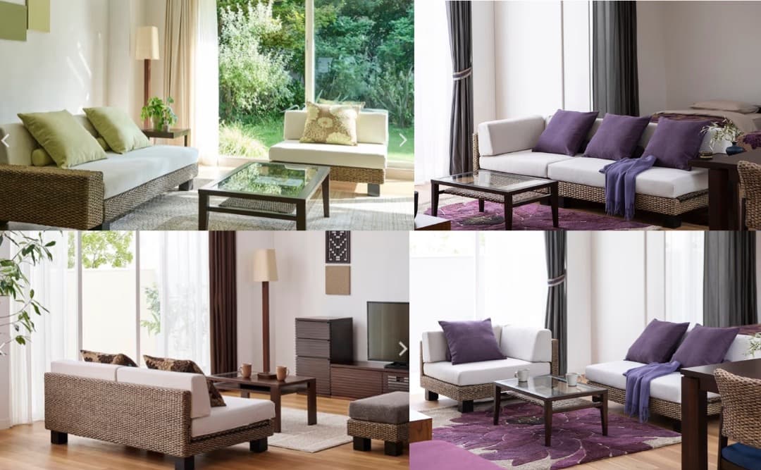 a.flat ケイ・ローソファ コーナー&ベンチのセット3人 (ヒヤシンス)