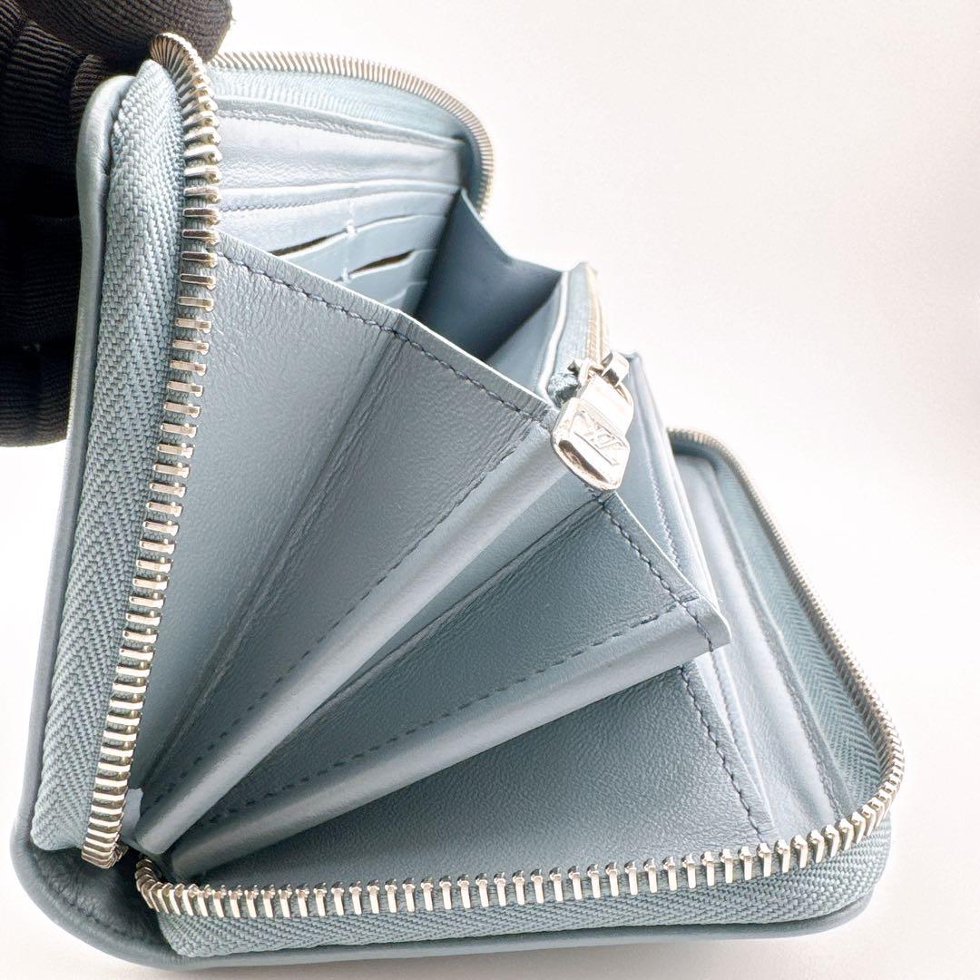 希少 ルイヴィトン ジッピー ウォレット モノグラム クッサン エンボス ブルー