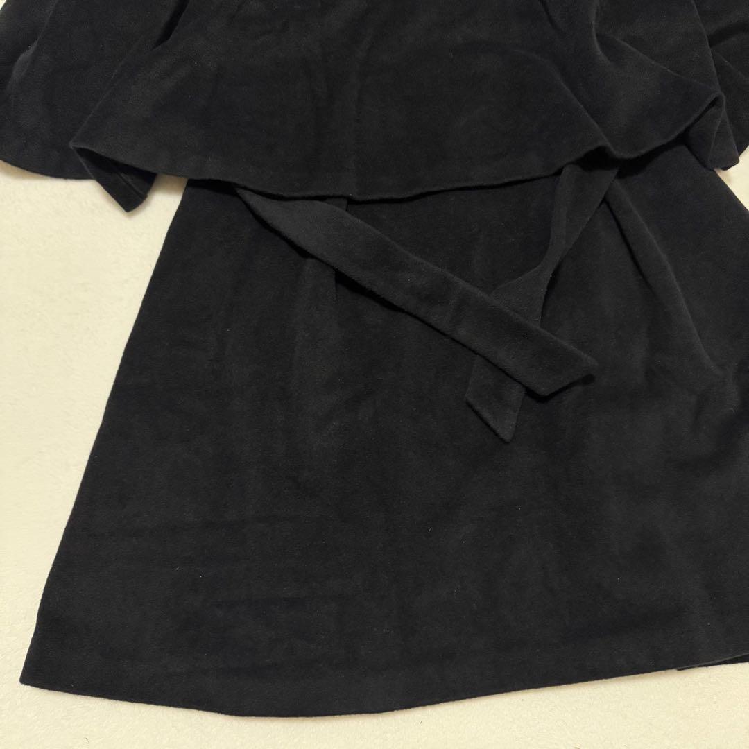 【Sybilla】シビラ　ポンチョ　ケープ　ロングコート　ブラック　アンゴラ混