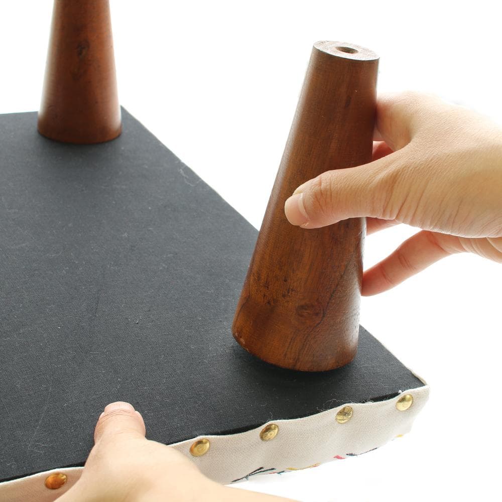 【オリエンタル調】木製 ロースツール 刺繍 アジアン エスニック 小物