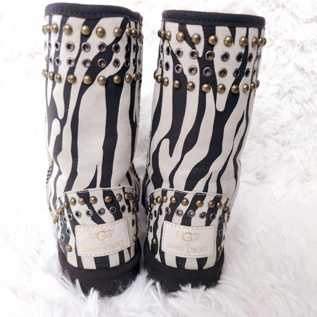 希少✨UGG & JIMMY CHOO ゼブラ柄 ムートンブーツ スタッズ